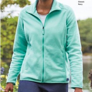LL Bean Ocean Teal Blue Green Fleece Full Zip Up Sweater Jacket